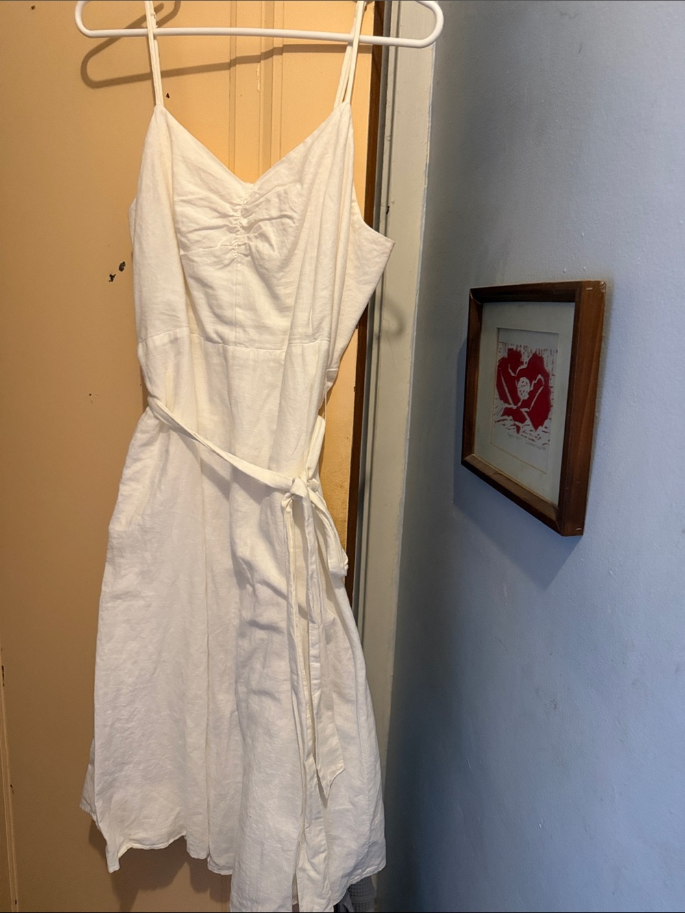 White Linen Spaghetti-Strap Wrap Dress Gap